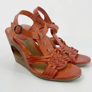 Frye leather cut out wedge heels size 6